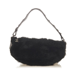 Black Chanel CC Rabbit Fur Shoulder Bag