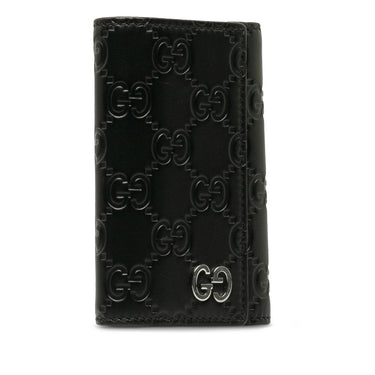 Black Gucci Guccissima 6 Key Holder Case - Designer Revival