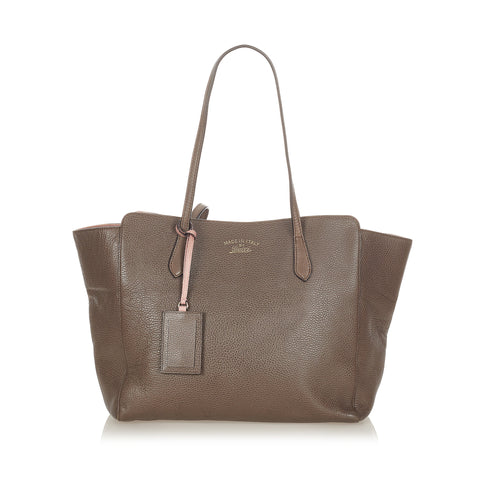 Brown Gucci Swing Leather Tote Bag