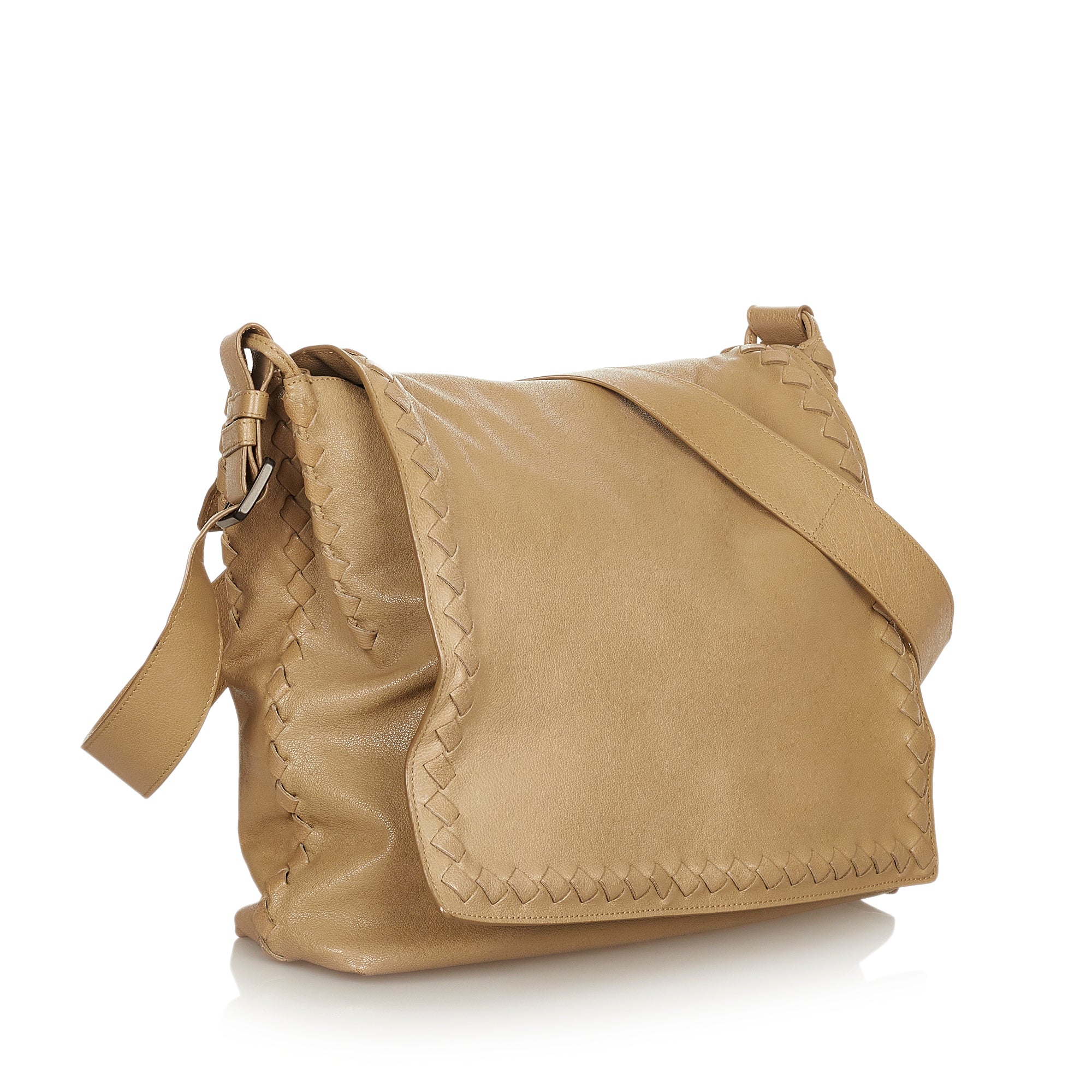 Beige Bottega Veneta Intrecciato Leather Crossbody Bag – Designer Revival