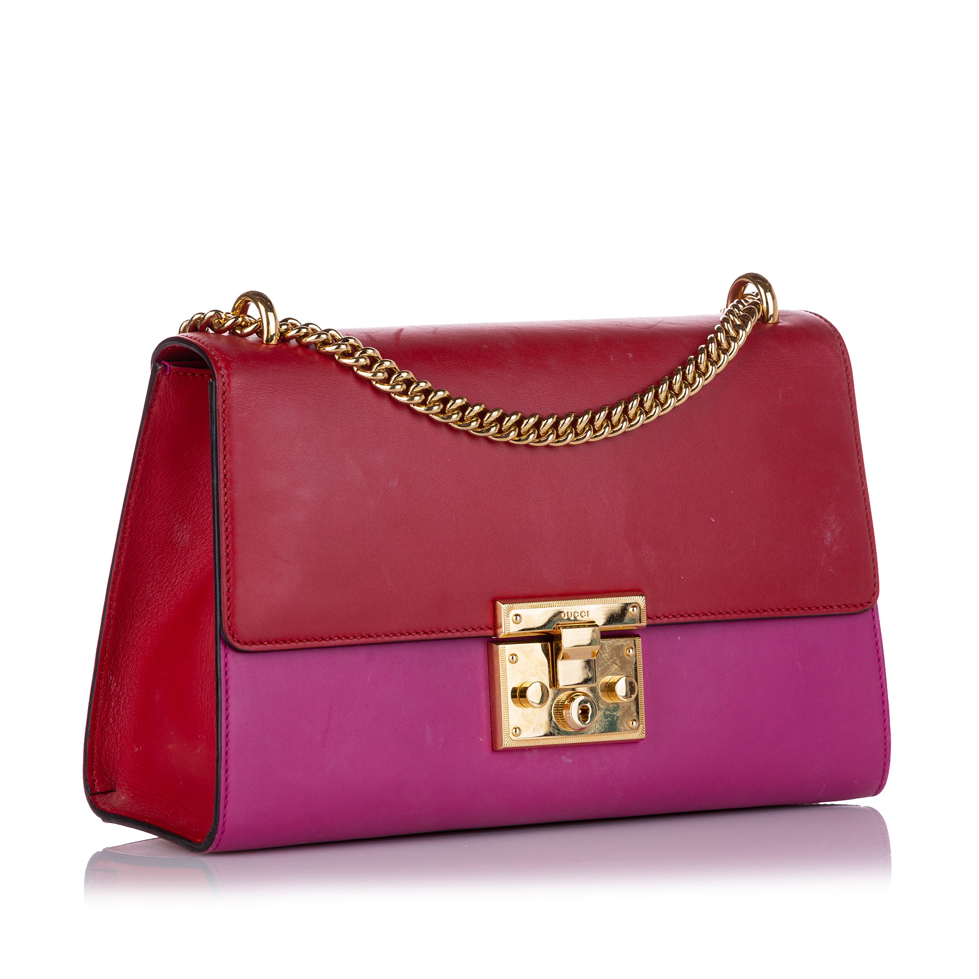 Red Gucci Small Padlock Leather Crossbody Bag