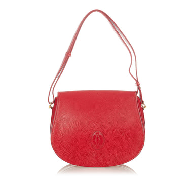 Red Cartier Must de Cartier Leather Shoulder Bag - Designer Revival