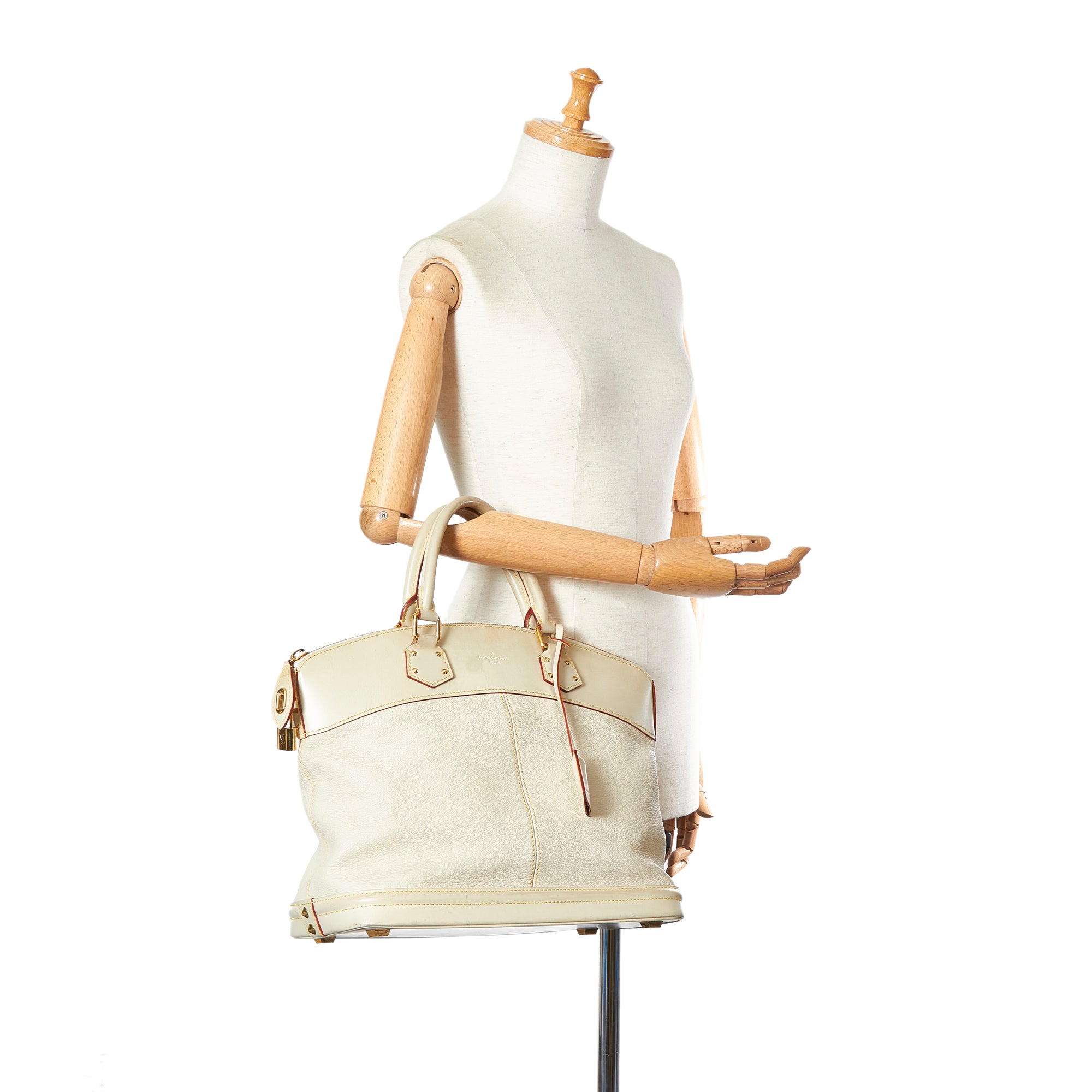 White Louis Vuitton Suhali Lockit MM Handbag - Designer Revival
