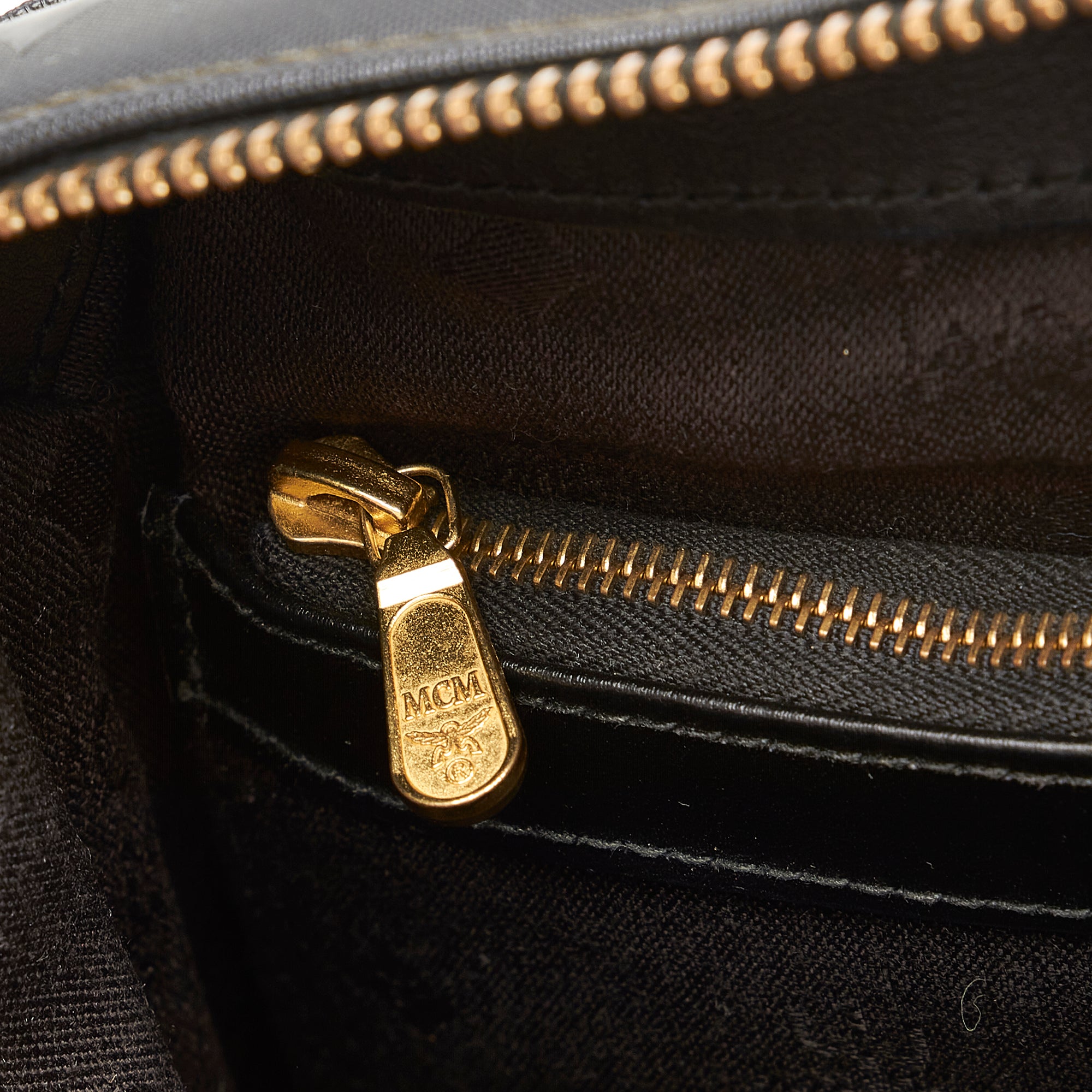 MCM Black Patent Leather Mini Rolle Boston Bag MCM