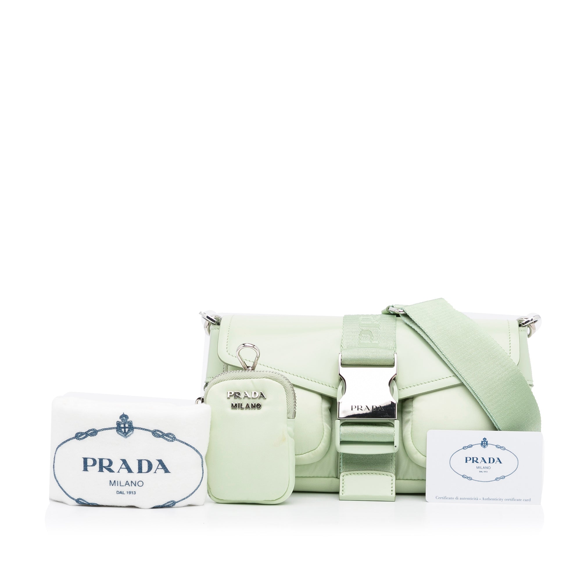 Prada - Authenticated Tessuto Handbag - Cotton Green Plain for Women, Very Good Condition