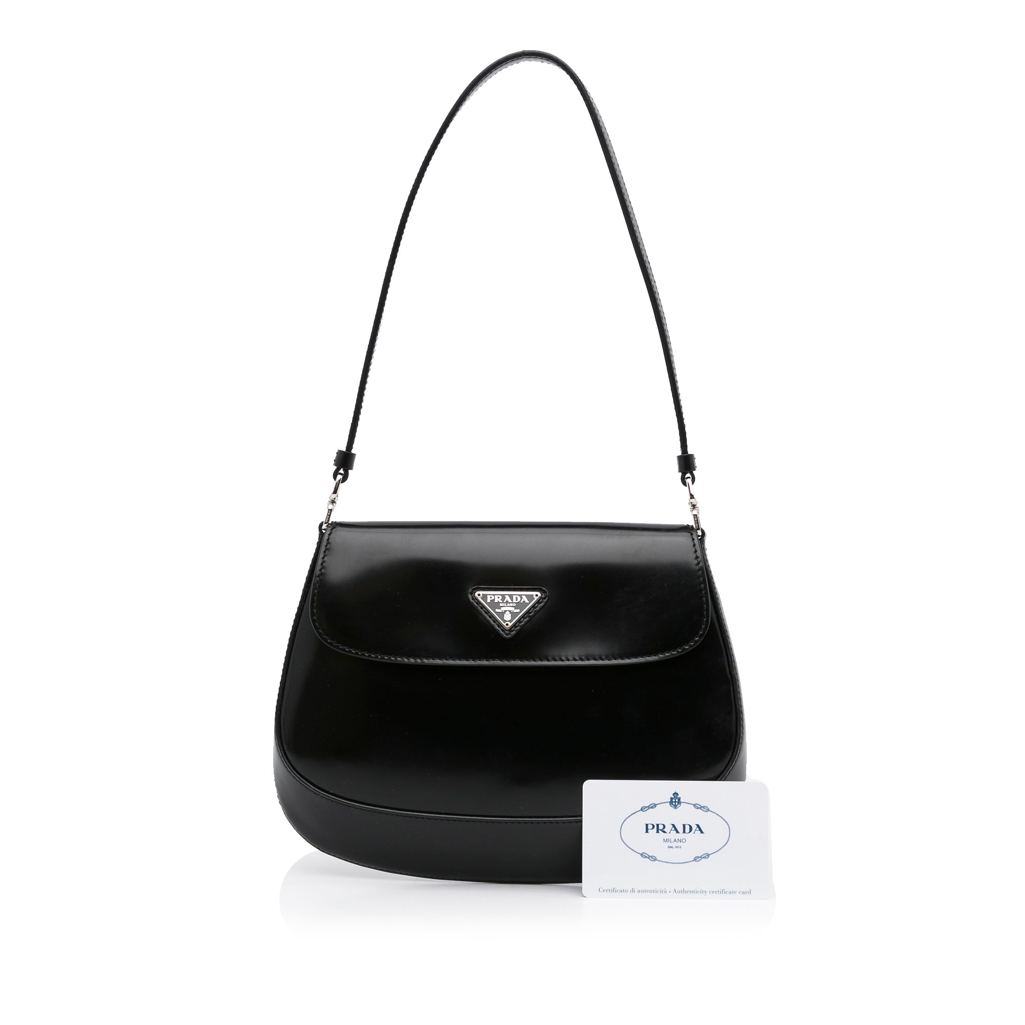 Cleo Small Leather Shoulder Bag in White - Prada