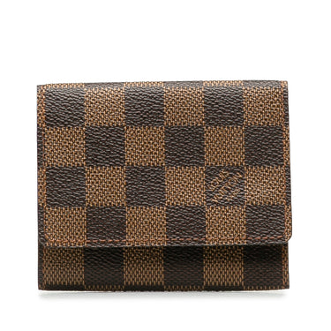 Brown Louis Vuitton Damier Ebene Business Card Holder - Designer Revival