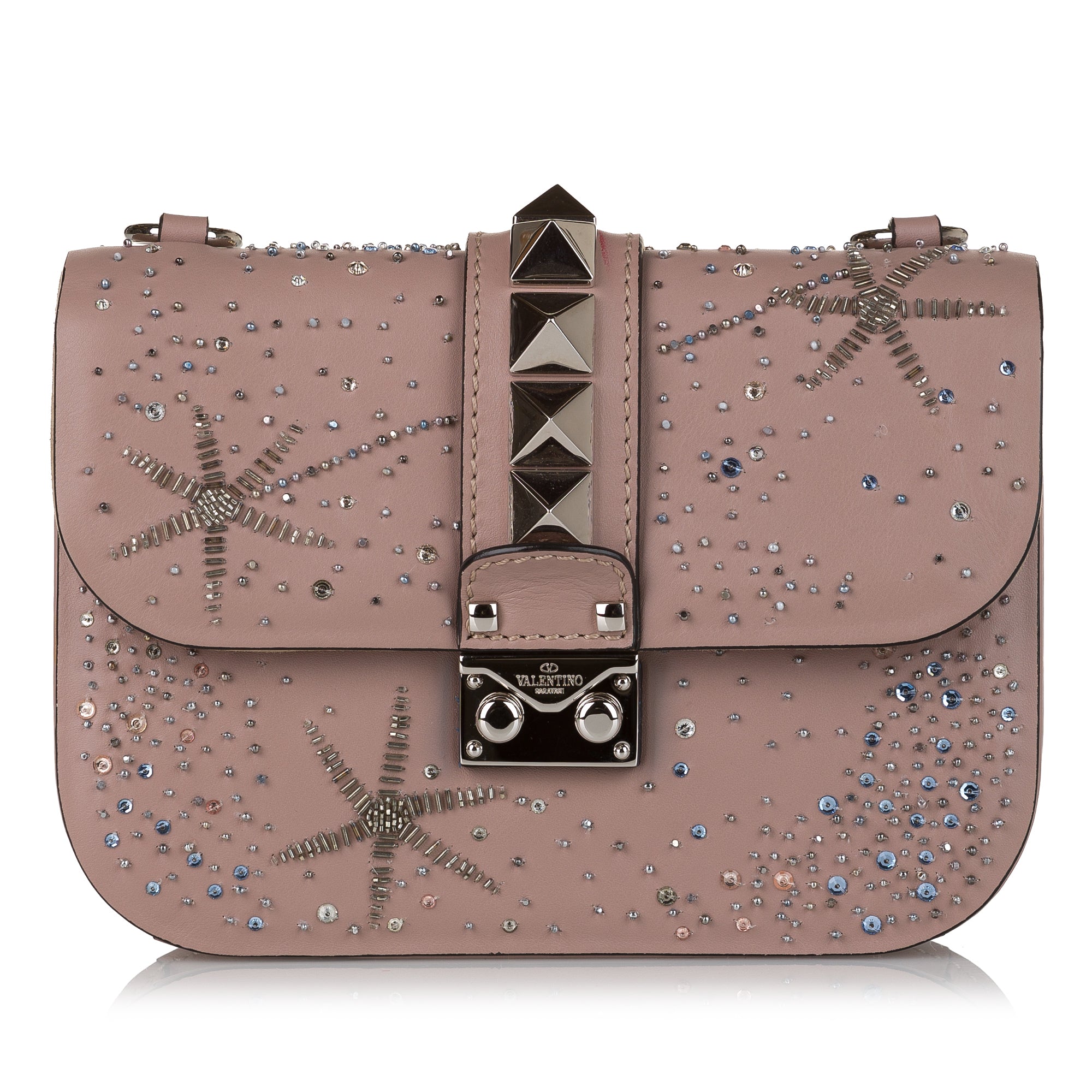Pink Valentino Rockstud Rolling Glam Lock Crossbody Bag | Designer