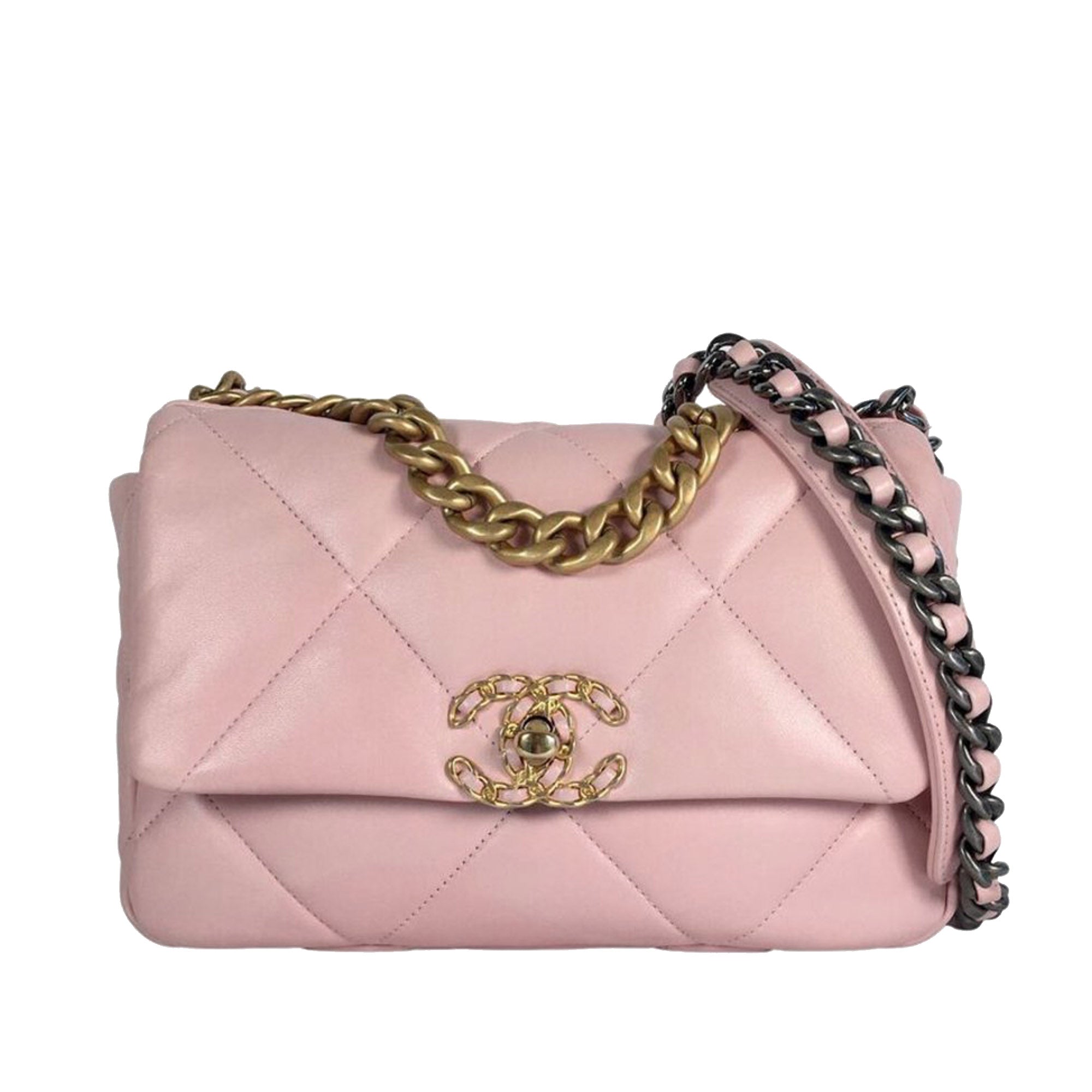 Chanel 19 Iridescent Light Purple Quilted Calfskin Wallet on Chain