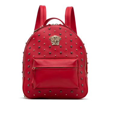 Red Versace Medusa Studded Backpack - Designer Revival