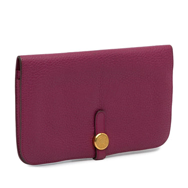 Purple Hermes Dogon Duo Leather Long Wallet