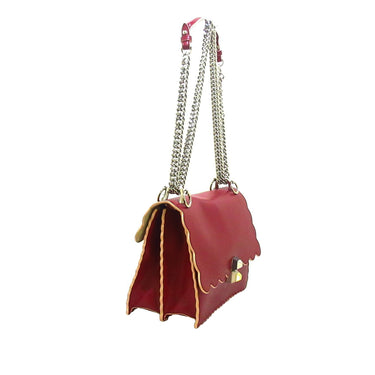 Red Fendi Scalloped Studded Kan I Shoulder Bag - Designer Revival