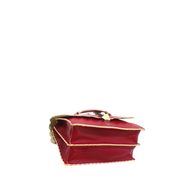 Red Fendi Scalloped Studded Kan I Shoulder Bag - Designer Revival