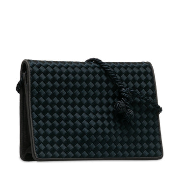 Black Bottega Veneta Intrecciato Satin Crossbody Bag - Designer Revival