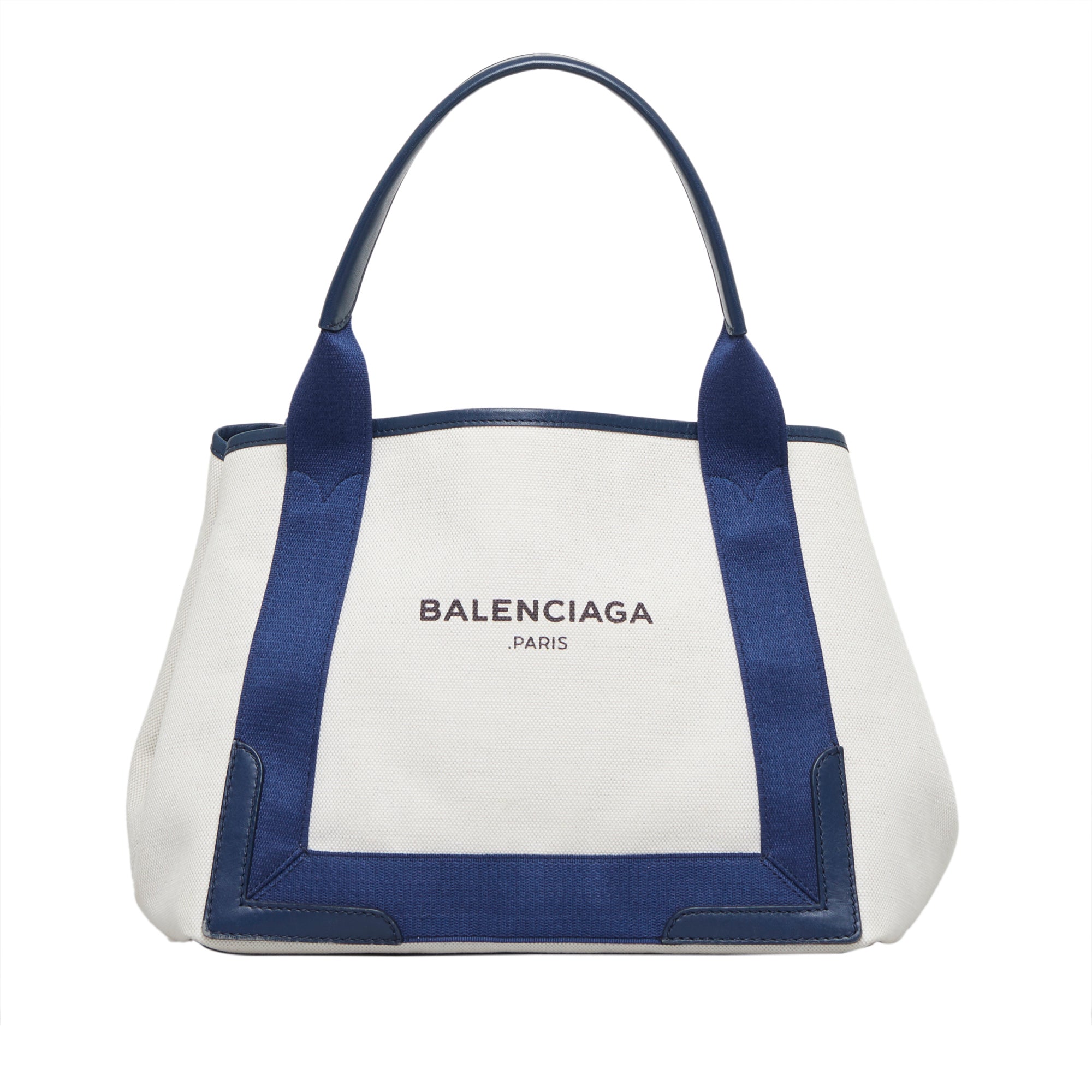 Påhængsmotor mad Korn White Balenciaga Navy Cabas S Tote Bag | Designer Revival