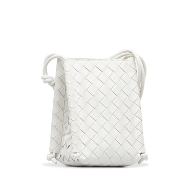 White Bottega Veneta Mini The Knot Crossbody Bag - Designer Revival