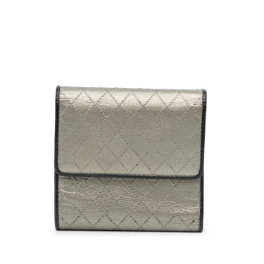 Silver Chanel CC Compact Trifold Wallet - Designer Revival