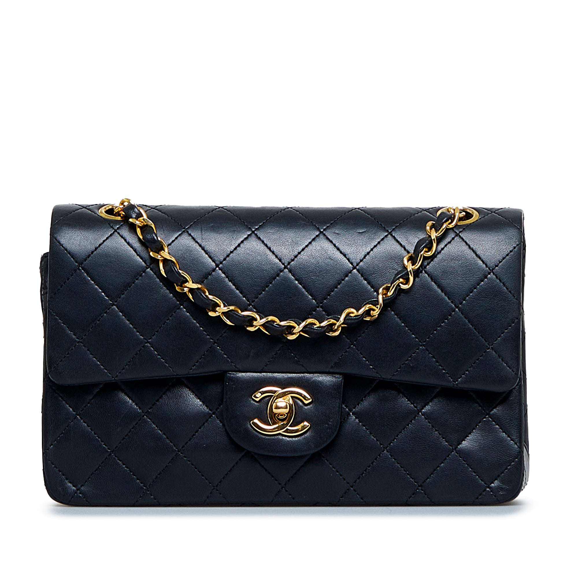 Black Chanel Small Classic Lambskin Double Flap Shoulder Bag, RvceShops  Revival