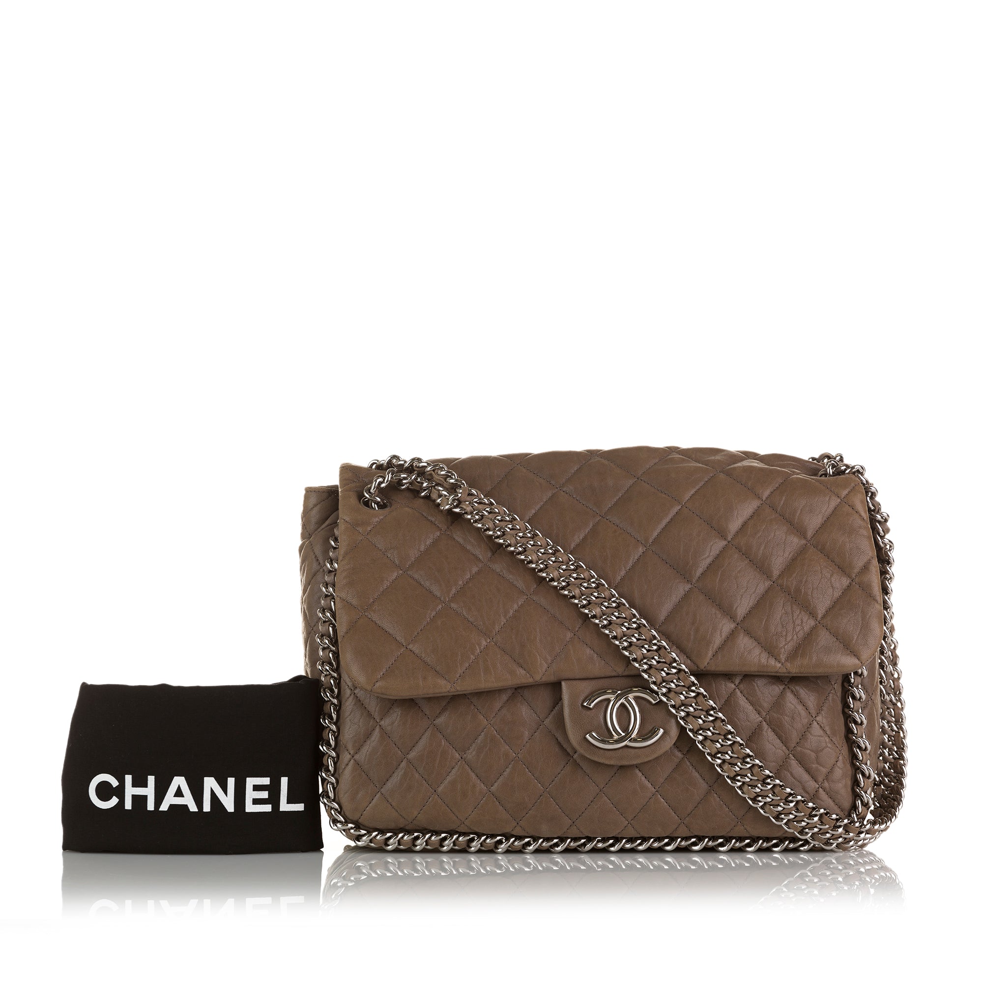 Brown Chanel Maxi Chain Around Lambskin Single Flap Bag – Designer