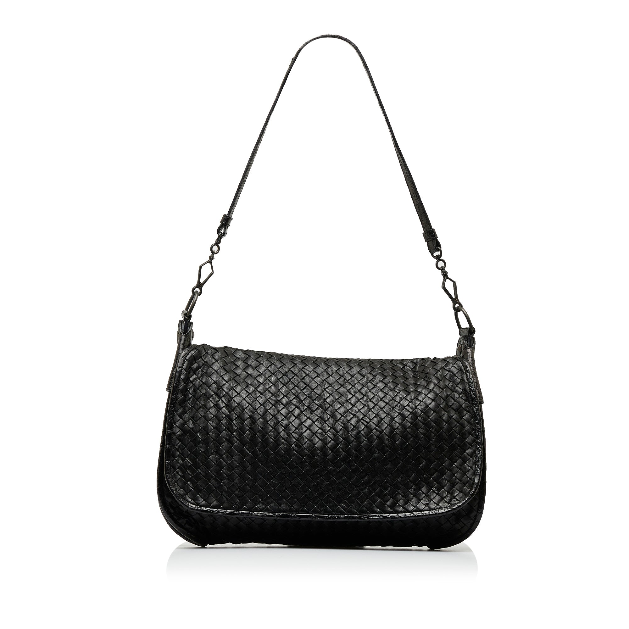 Black Bottega Veneta Intrecciato Flap Shoulder Bag – Designer Revival