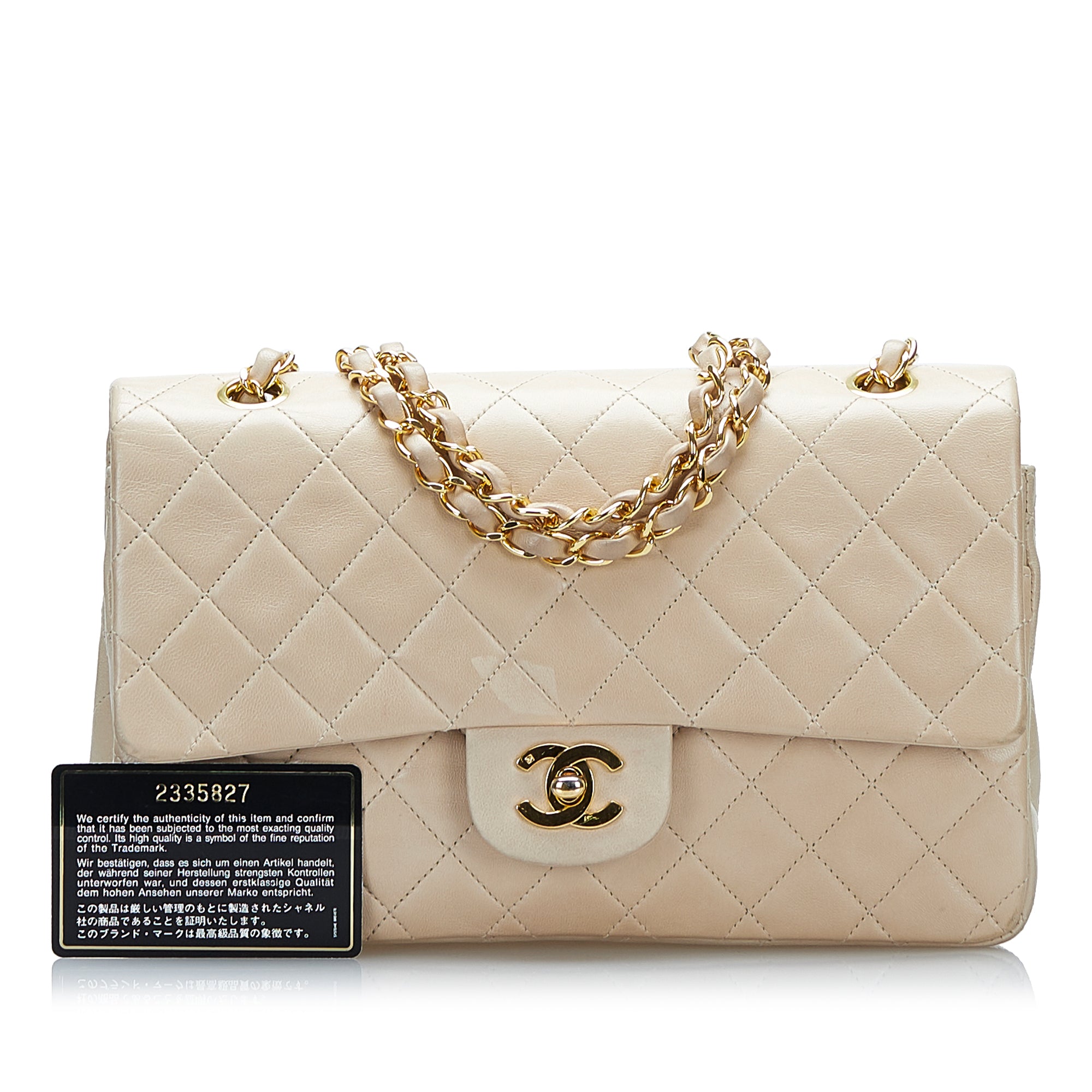 CHANEL  IVORY TWEED AND LEATHER WITH SILVER-TONE