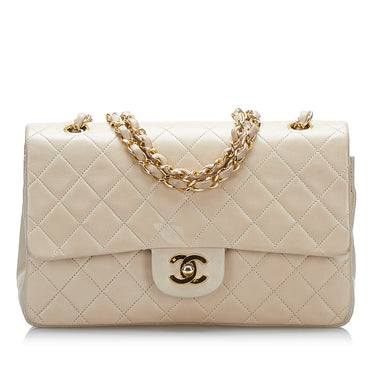 Brown Chanel Medium Classic Lambskin Double Flap Shoulder Bag - Designer Revival