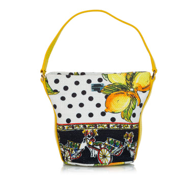 White Dolce&Gabbana Printed Canvas Handbag - Designer Revival