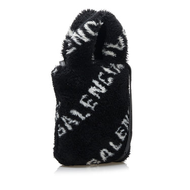 Black Balenciaga Logo Everyday Phone Holder Satchel - Designer Revival