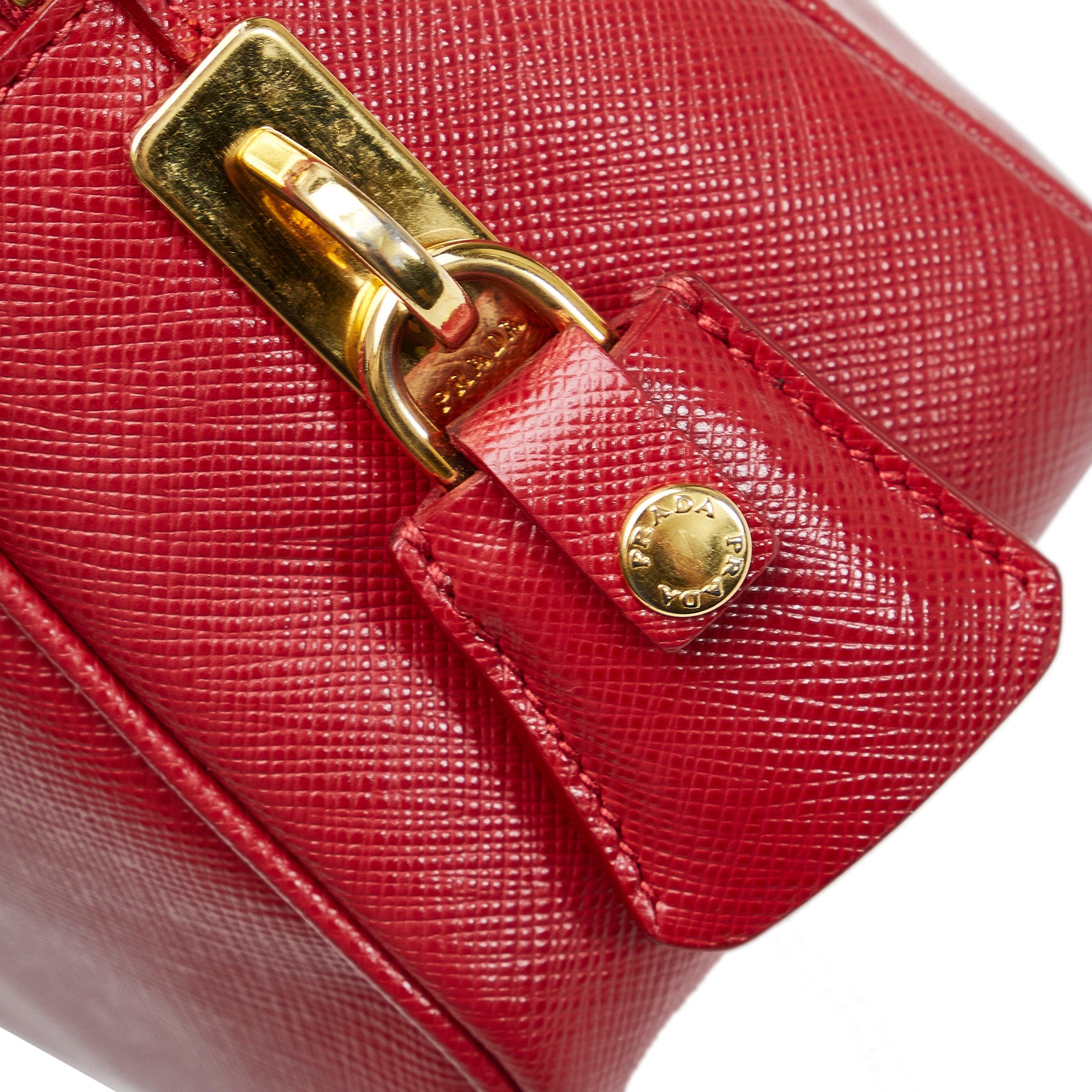 Prada Mini Saffiano Lux Bauletto Bag - Red Mini Bags, Handbags - PRA826915