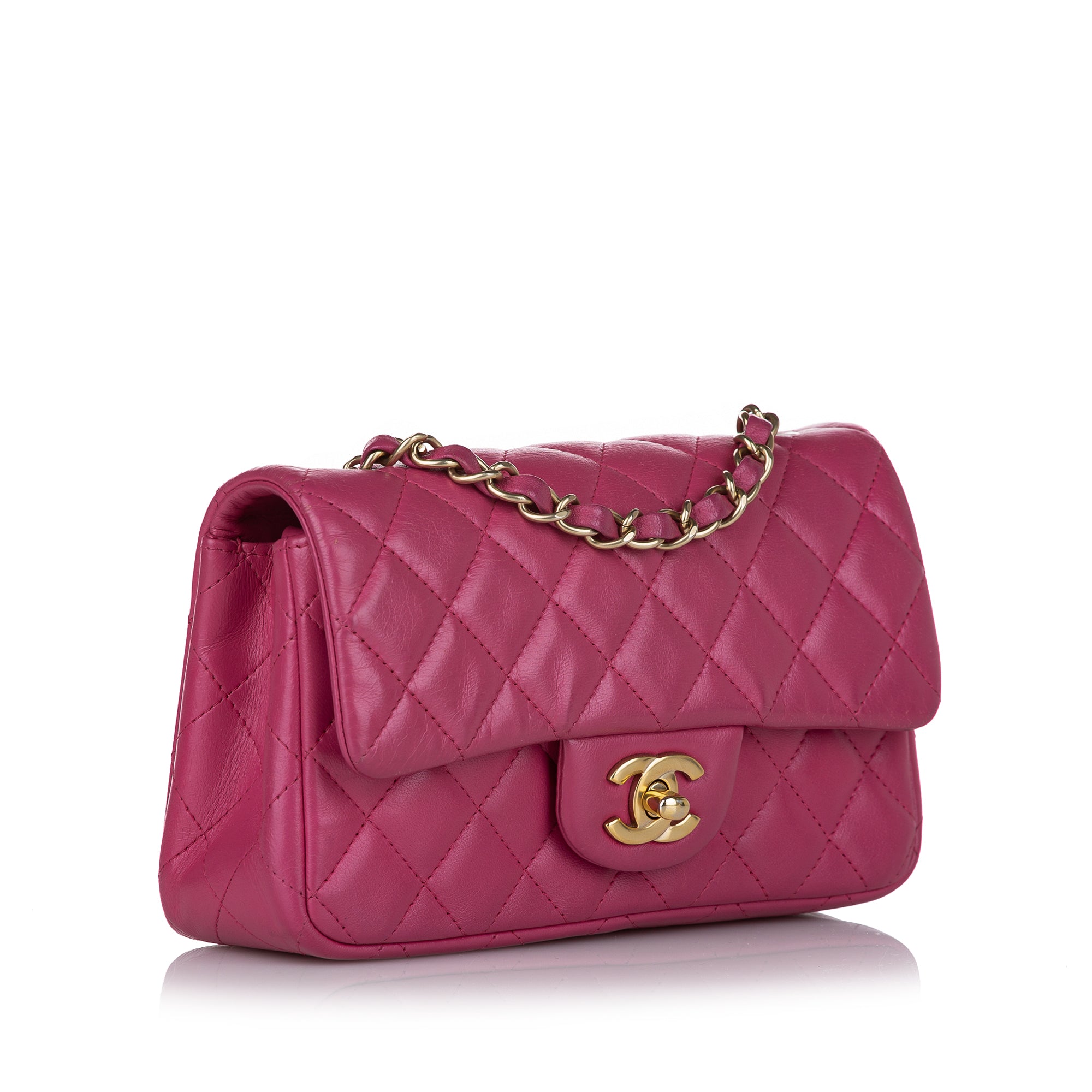 CHANEL Pink Quilted Lambskin Leather Small Top Handle Classic Single Flap  Bag For Sale at 1stDibs