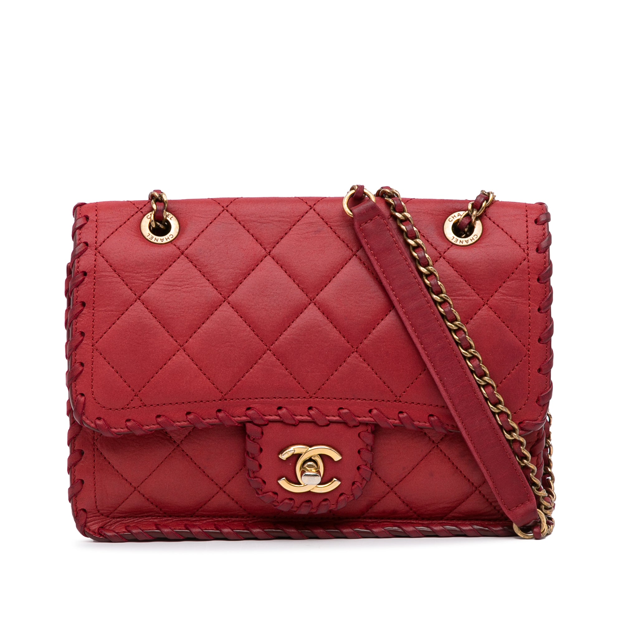 Chanel Pre-owned Cc-Stitch Leather Bucket Bag - Red