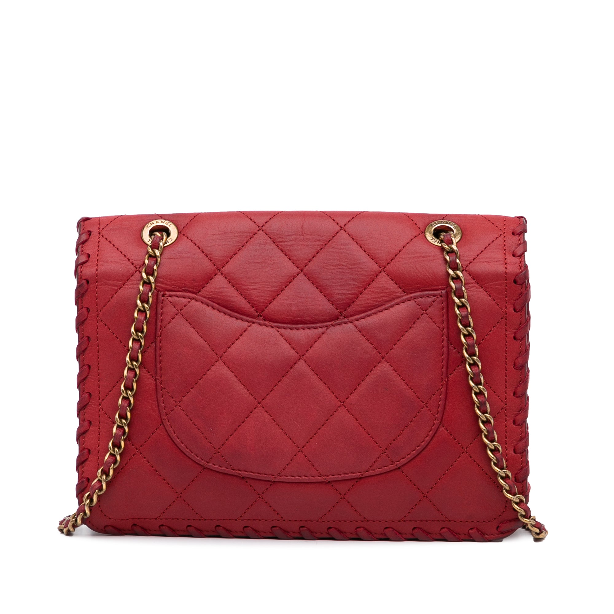 Red Chanel Happy Stitch Flap Bag
