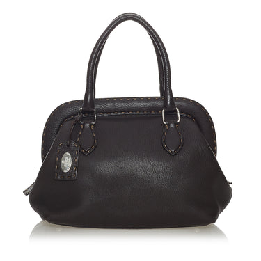 Brown Fendi Selleria Leather Handbag - Designer Revival