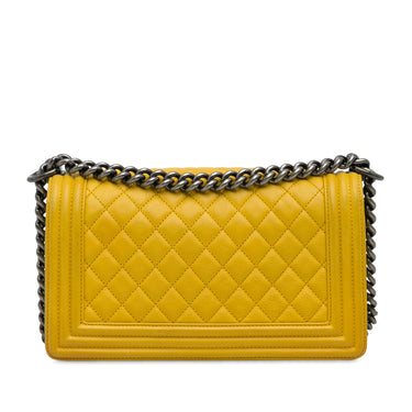 Yellow Chanel Medium Calfskin Boy Flap Crossbody Bag - Designer Revival