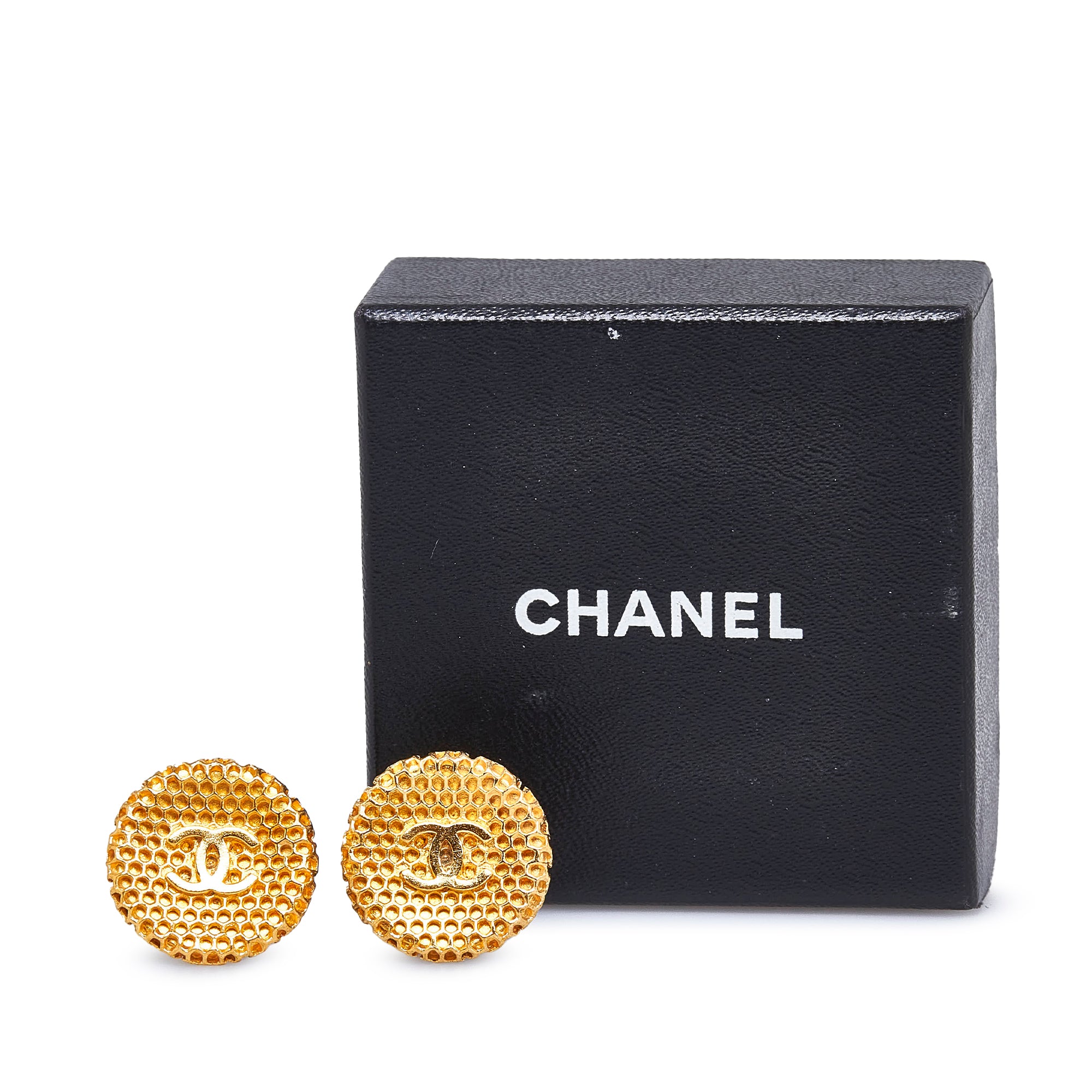 Gold Chanel CC Clip  on Earrings - RvceShops Revival - Chanel Pre-Owned  Rhombus necklace