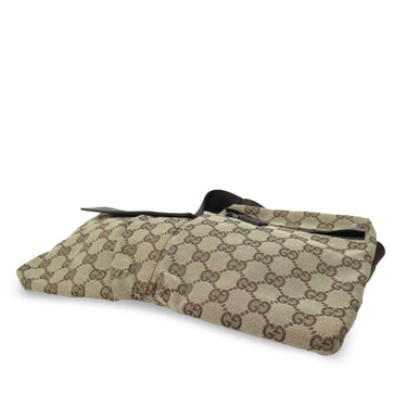 Taupe Gucci GG Canvas Double Pocket Belt Bag - Designer Revival