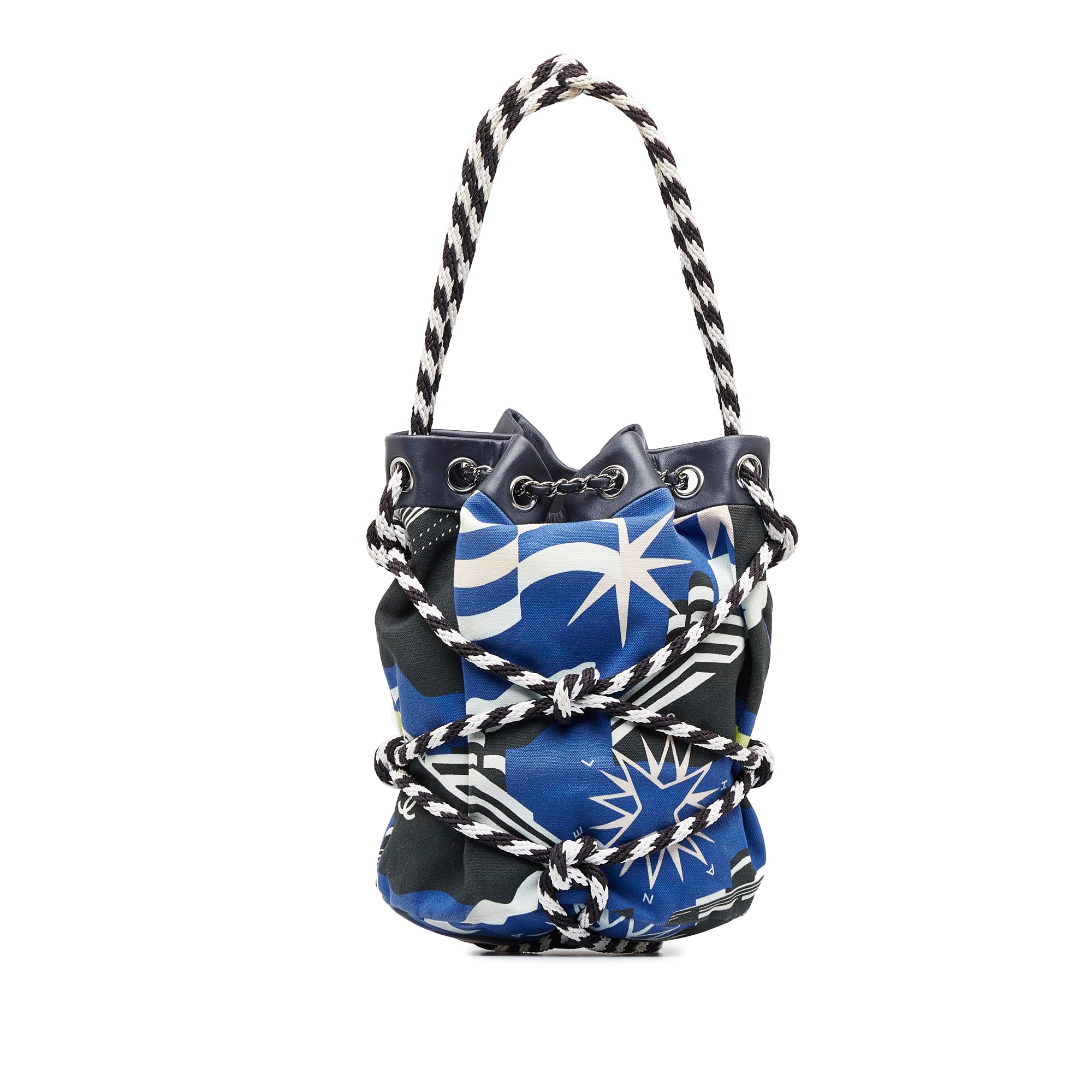 Blue Chanel Cotton Drawstring Bag