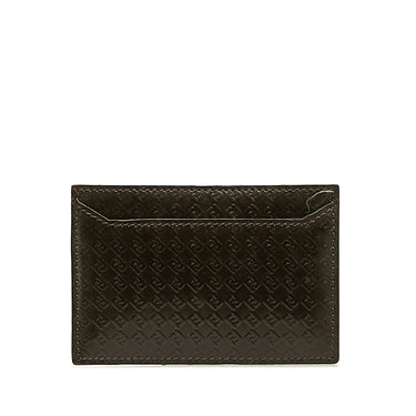 Brown Fendi Embossed Leather Card Holder - Designer Revival