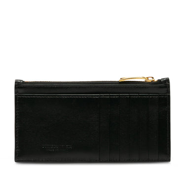 Black Bottega Veneta Intrecciato Zip Leather Card Holder - Designer Revival