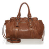 Brown Miu Miu Vitello Shine Satchel Bag