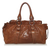 Brown Miu Miu Vitello Shine Satchel Bag