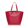 Red Celine Horizontal Cabas Leather Tote Bag