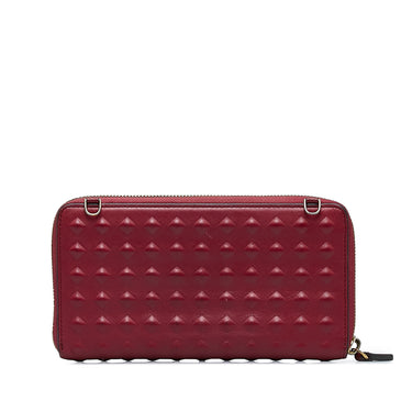 Red MCM Leather Zip Around Wallet on Strap Crossbody Bag - Designer Revival