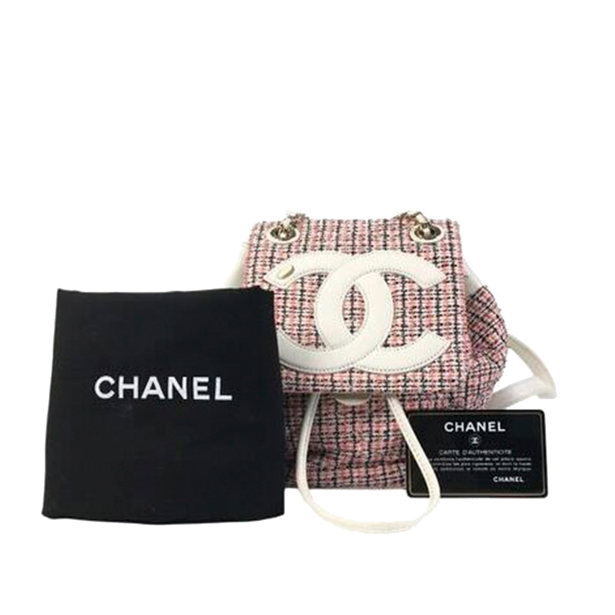 Chanel Tweed CC Mania Flap Shoulder Bag Black Red White