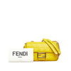 Yellow Fendi Zucca Embossed Midi Baguette Shoulder Bag