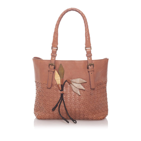 Brown Bottega Veneta Intrecciato Leather Handbag
