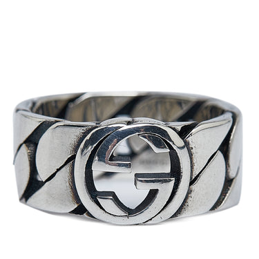 Silver Gucci Interlocking G Ring - Designer Revival