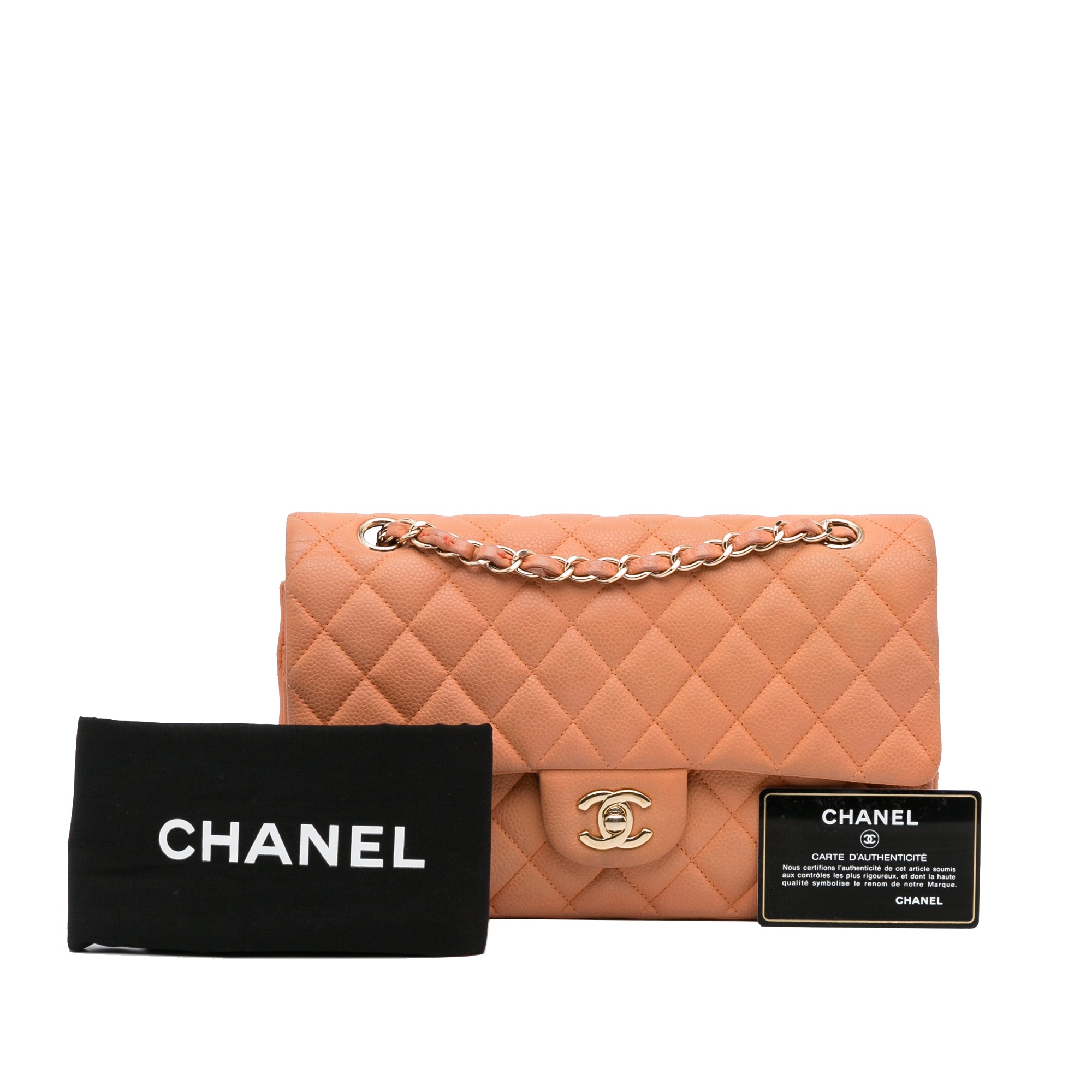 Chanel Orange Medium Classic Caviar Double Flap