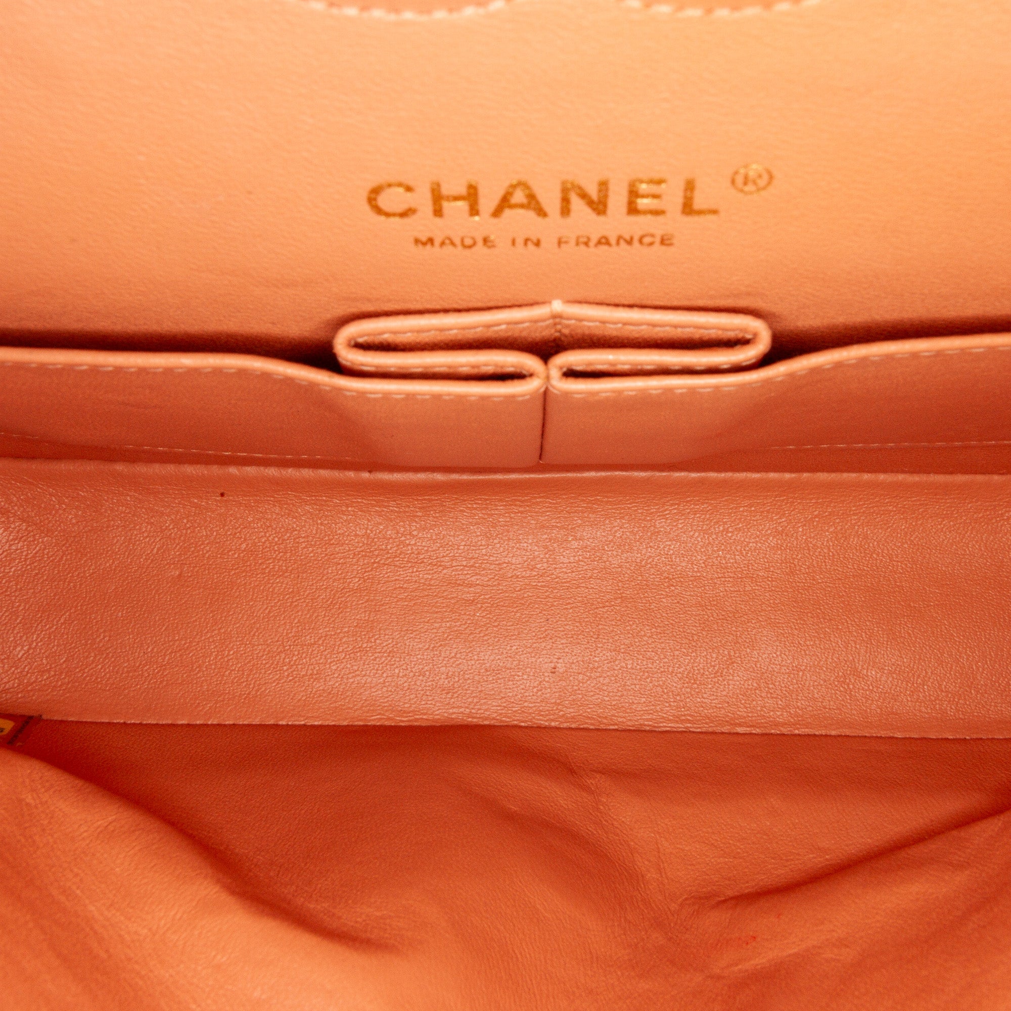Chanel Orange Quilted Sheepskin 2.55 Mini Reissue 224 Flap Silver