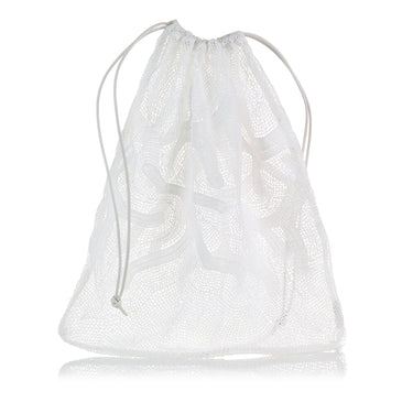 White Bottega Veneta Cotton Mesh Drawstring Bag Liner - Designer Revival